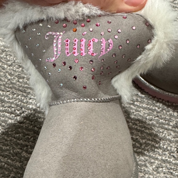 Juicy Couture Pink and Gray Boots with White Fur